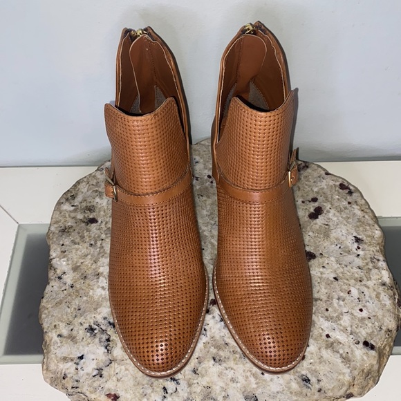 Journee Signature Women’s Shaw Leather Buckle Accent Bootie-Cognac-Size 6 - Picture 7 of 16